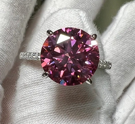 5.00 Ct Certified Round Shape Natural Pink Diamond Ring VVS1 White Gold Finish