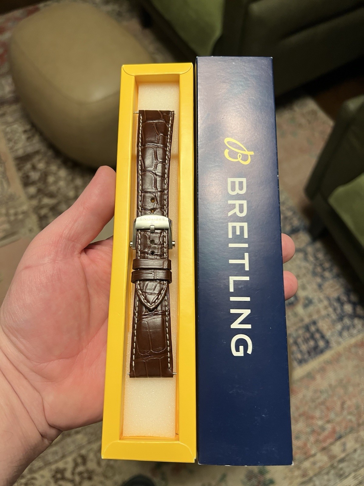 Breitling Croco Strap w Deployment Clasp 22-18 mm Brown