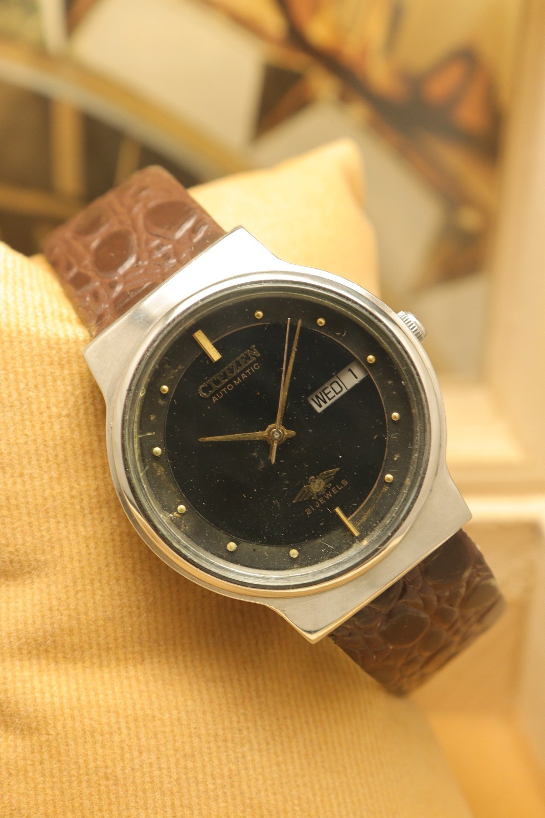 Vintage Citizen Automatic Black Dial Wrist Watch For Men’s Japan Movement 8200.