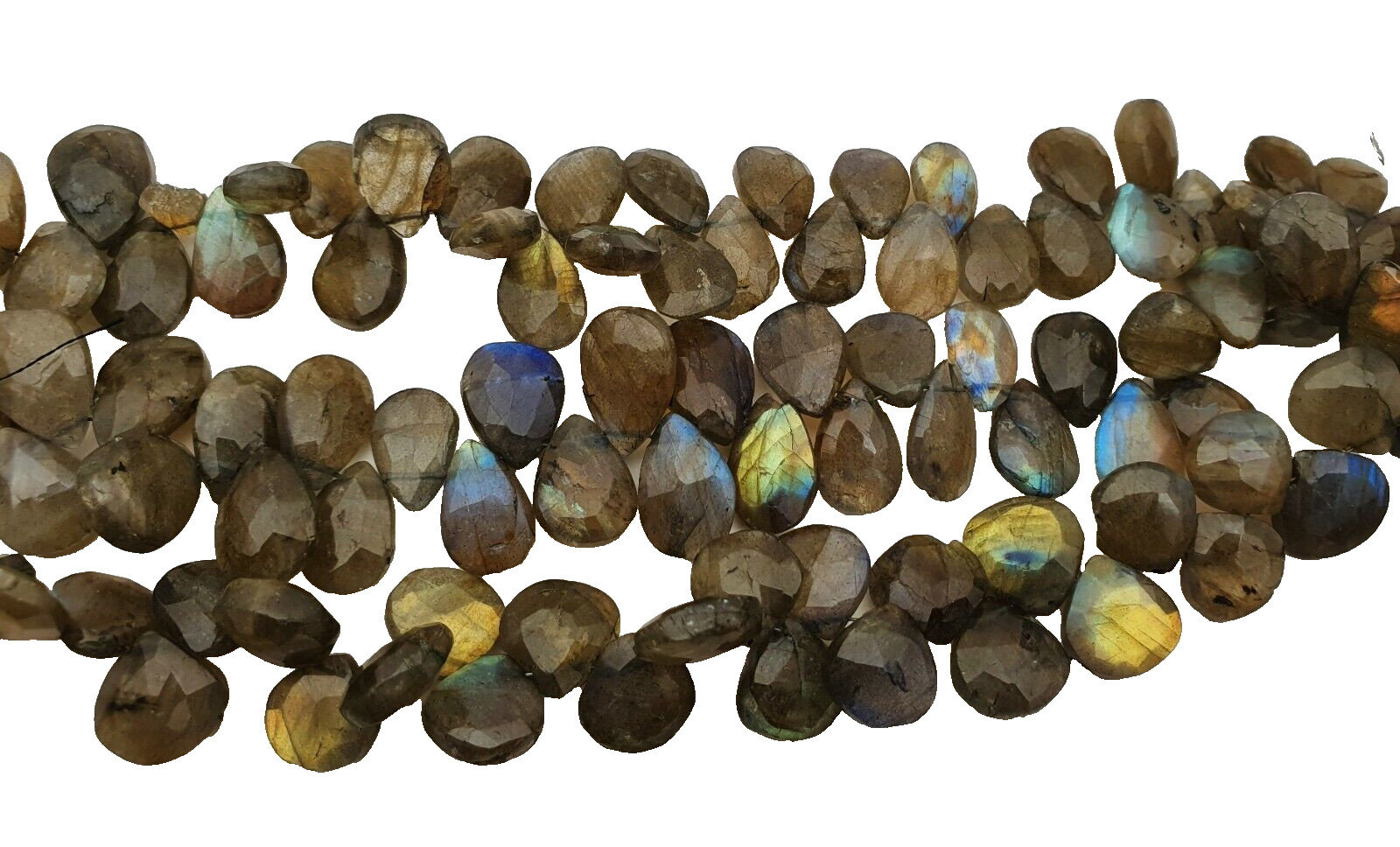 Natural Labradorite Tear Cut Bead Strand 7.50 Inch 18 CM 180 CT 8×12-10×16 MM