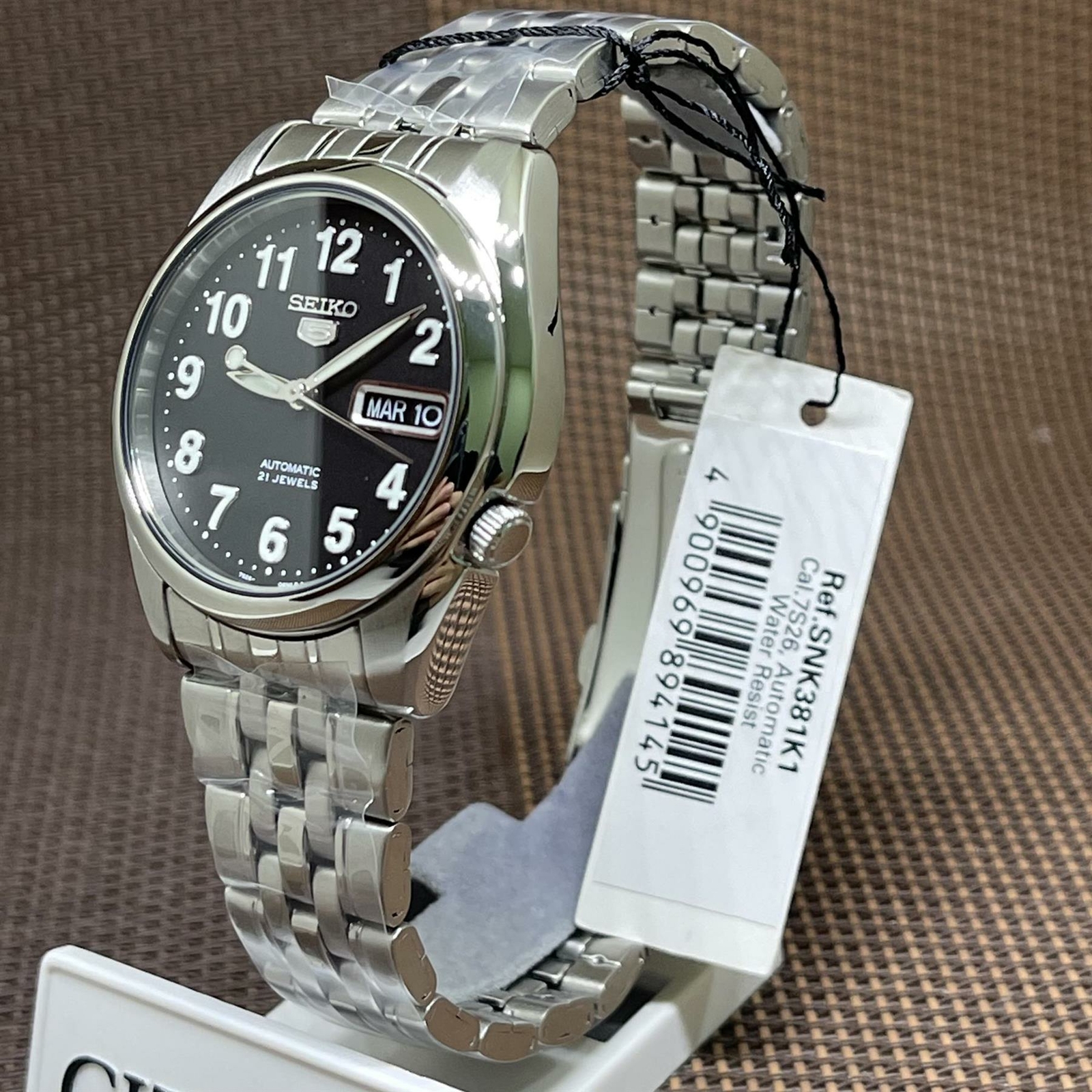 Seiko 5 SNK381K1 Automatic Black Analog Numeral Stainless Steel Men’s Watch