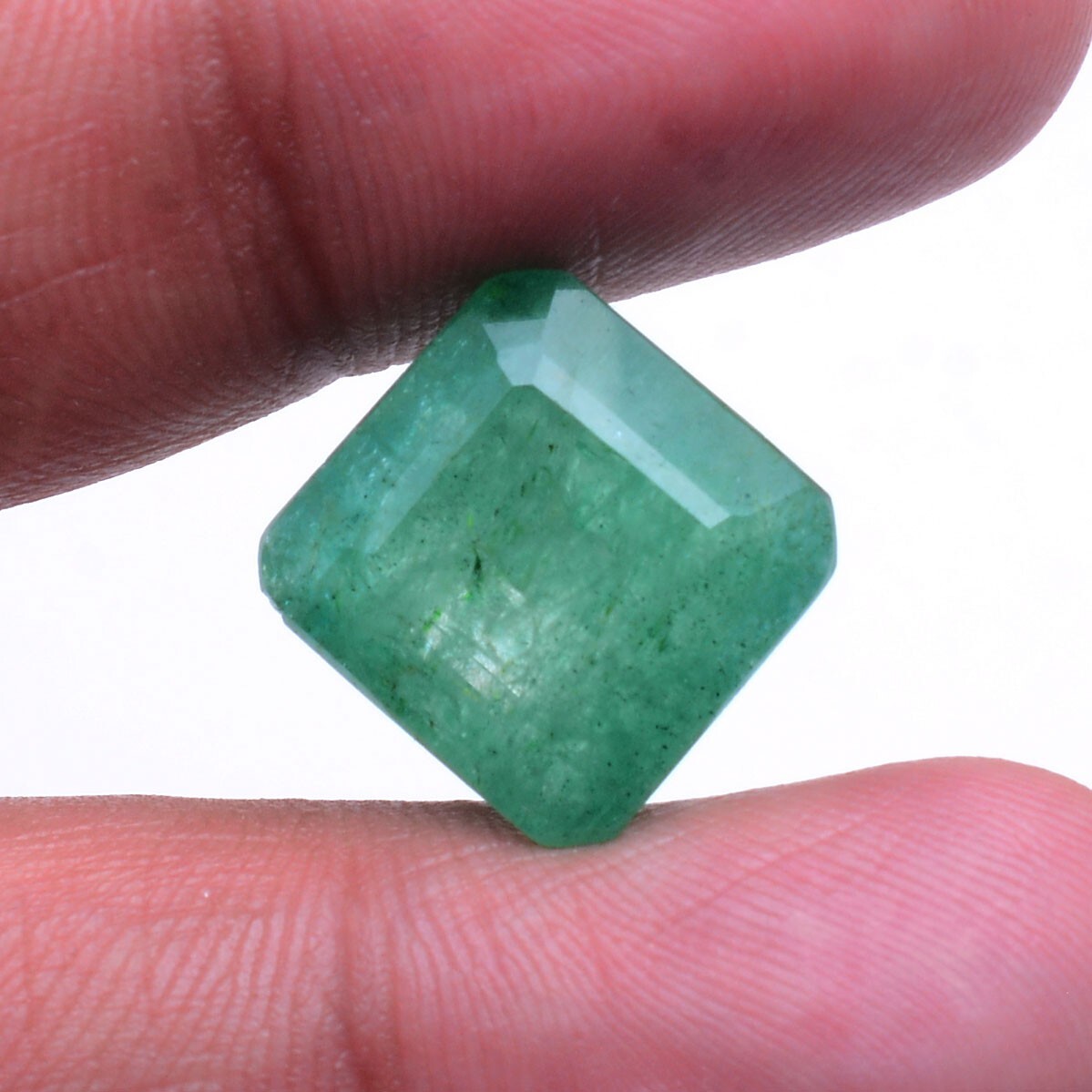 13.50 Cts Natural Brazilian Emerald 14mm Cushion Cut Stunning Ring Size Gemstone