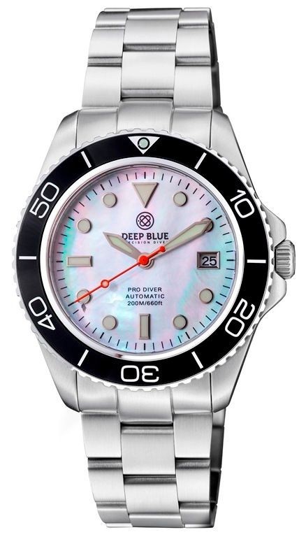PRO DIVER 200 WHITE MOTHER OF PEARL DIAL 42.5MM AUTOMATIC BRACELET DIVE WATCH