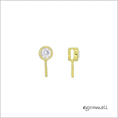 1PC Gold Plated Sterling Silver CZ Pendant Bail with Glue In Pin #99014