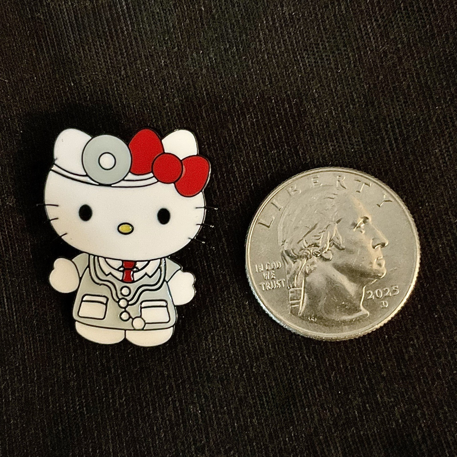 Gray Doctor W/ Red Bow, Hello Kitty, Sanrio, Enamel, Zinc, Alloy, Pin, Brooch.