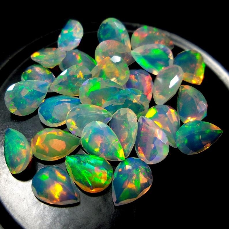 5x7mm Ethopian Opal Natural Pear Faceted Cut Loose Gemstone
