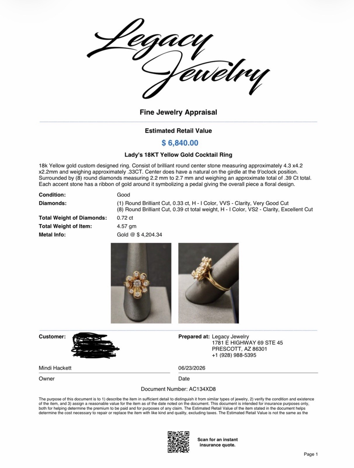 18K Yellow Gold Natural Diamond Flower Cluster Cocktail Ring Size 7 Sizable