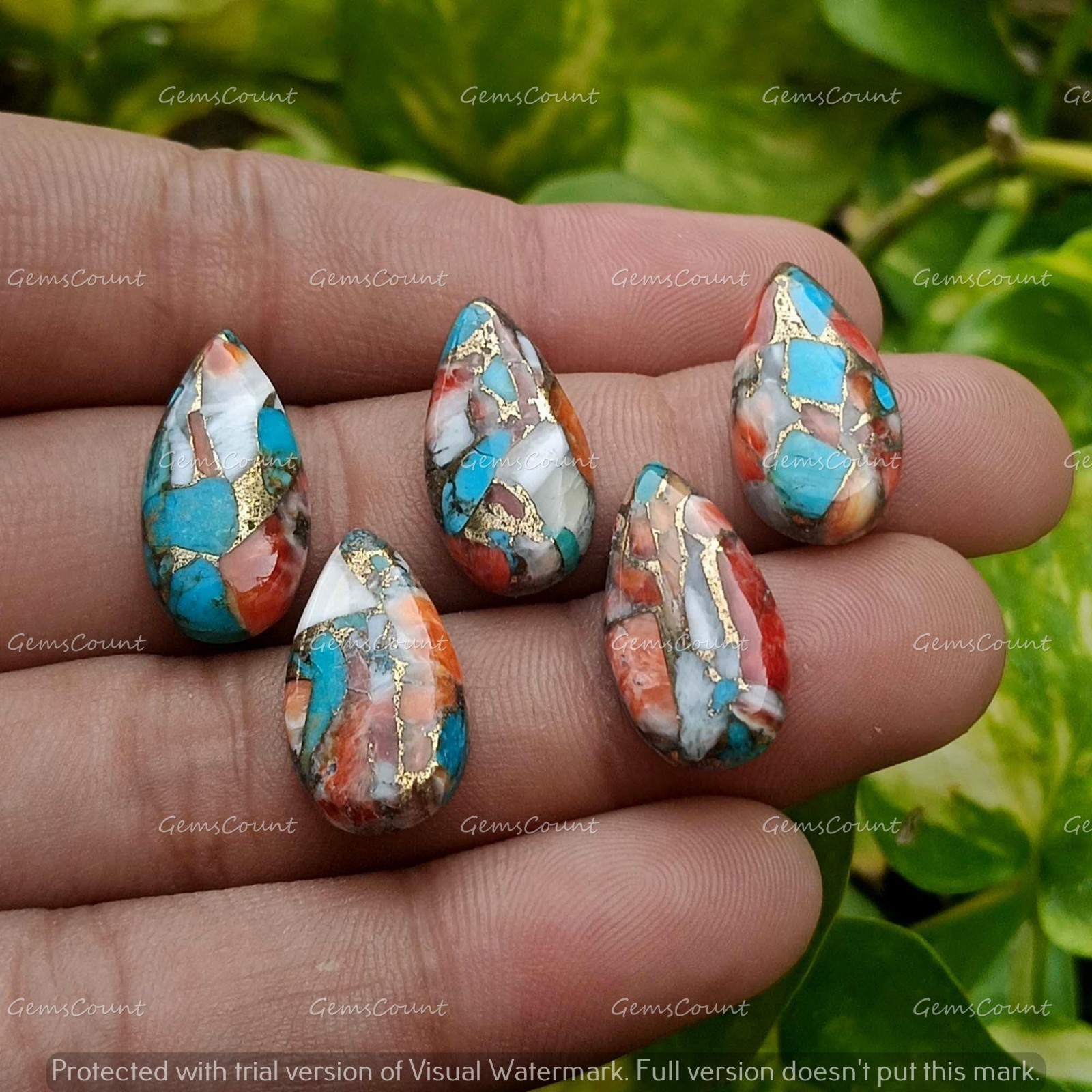 Natural Oyster Turquoise Long Pear Cabochon Handcrafted Gemstone 5x10mm-15x30mm