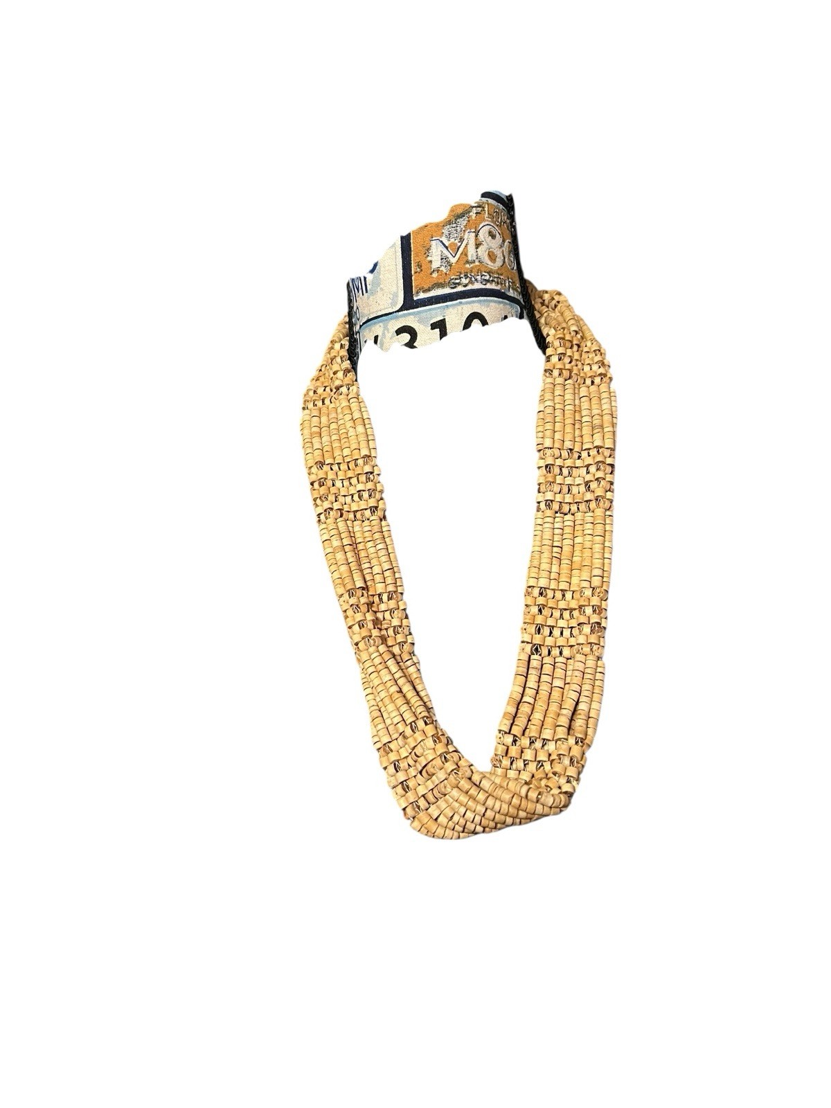 Bohemian Oversized Khaki Chunky Beaded Necklace Lobster Clasp Closure 14.5 Inch