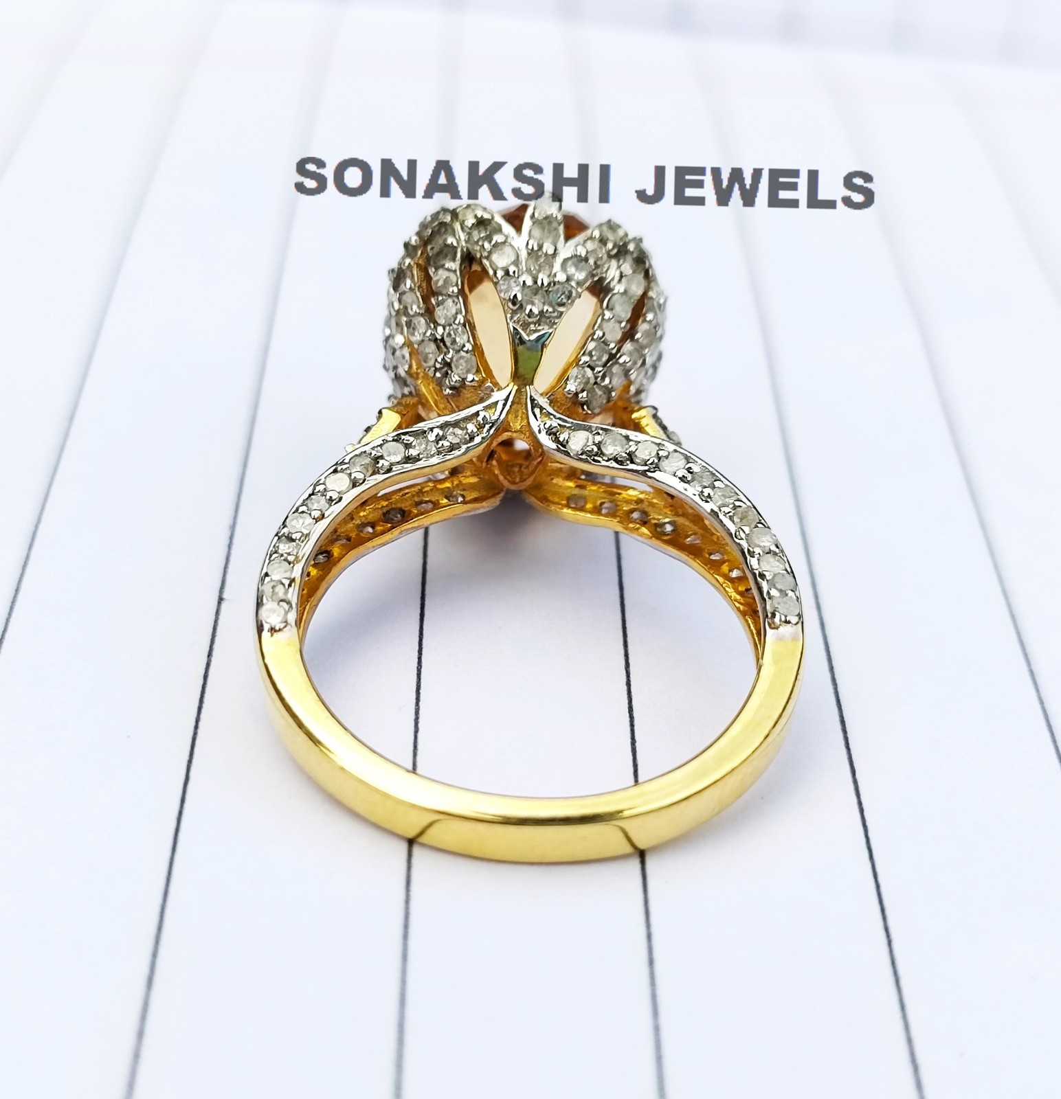 Handmade Design Citrine Silver Ring 925 Sterling Silver Diamond Rings