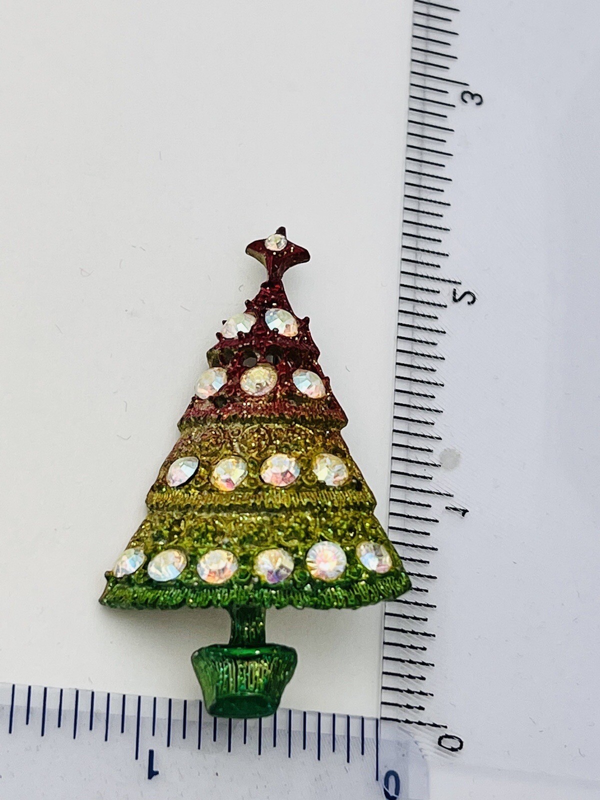 New High Quality Holiday Christmas Tree Brooch Pin 4PC LOT BUNDLE Enamel Crystal