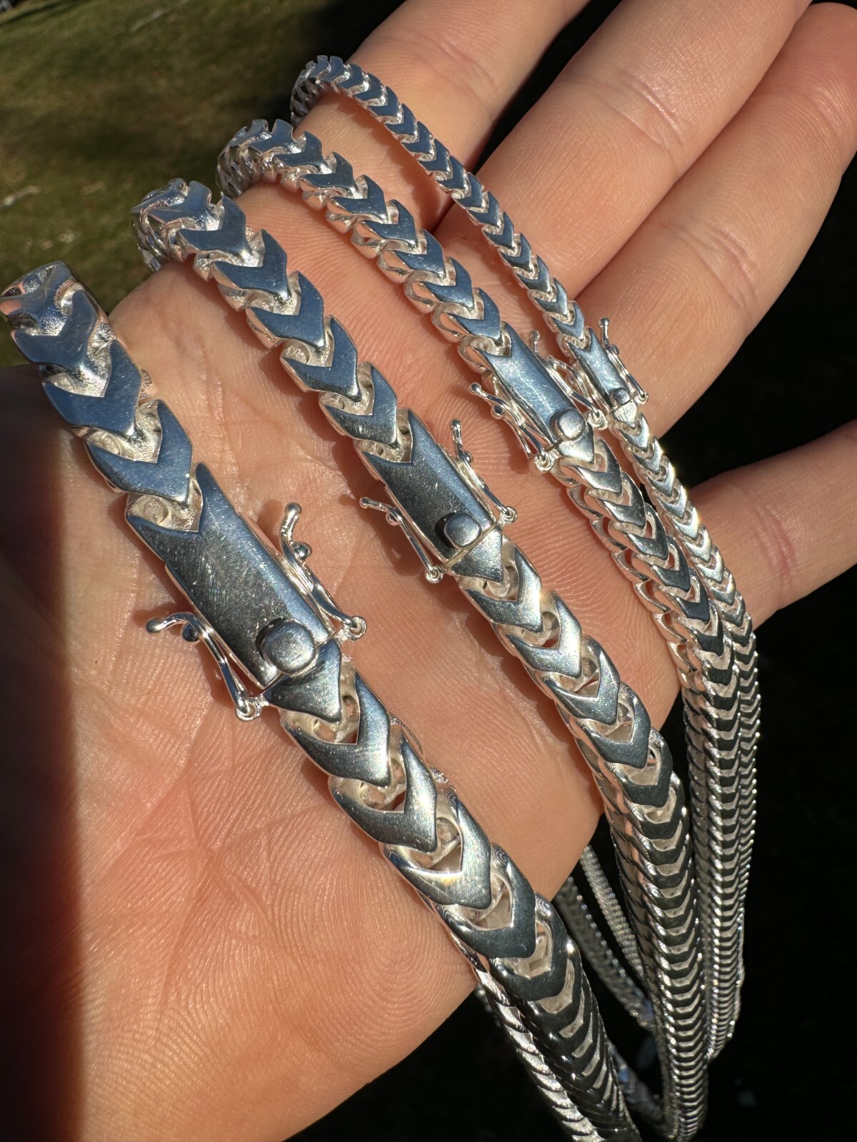Handmade Franco Chain Necklace Real 925 Silver Box Clasp 4mm-10mm Thick Mens