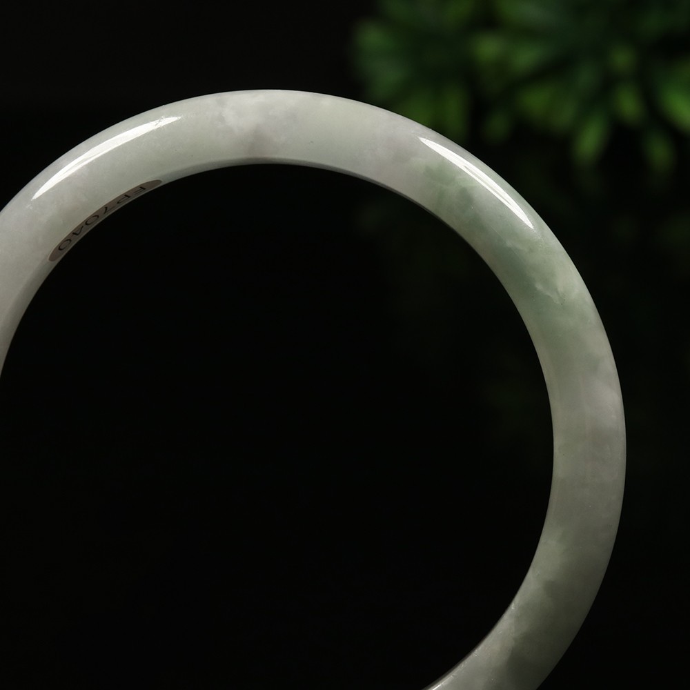 61mm White Lavender Green Jadeite Jade Bangle Bracelet Burma Jade Bangle A-14133