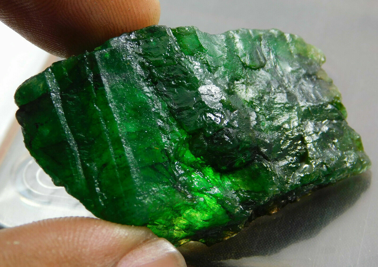 DYED Nice 53Ct Natural Translucent Green Colombian Emerald Rough Loose Gems