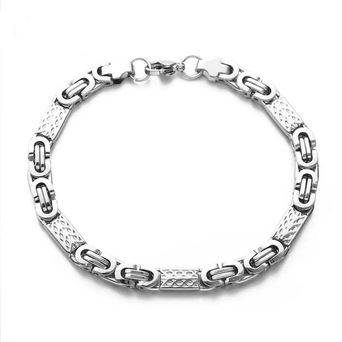 Stainless Steel Gold-plating Flat Byzantine Chain Bracelet Necklace Hip-hop Men