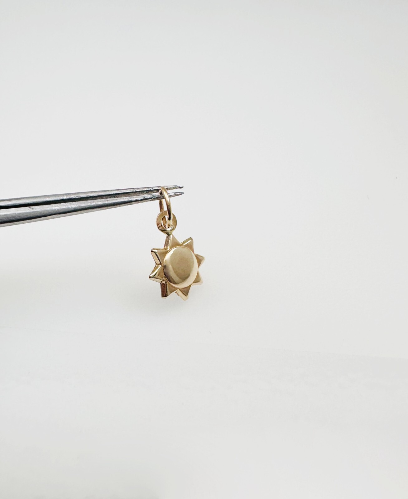 14K Solid Yellow Gold Mini/Petite Celestial Sun Charm Pendant .5x.3″ (13x7mm)