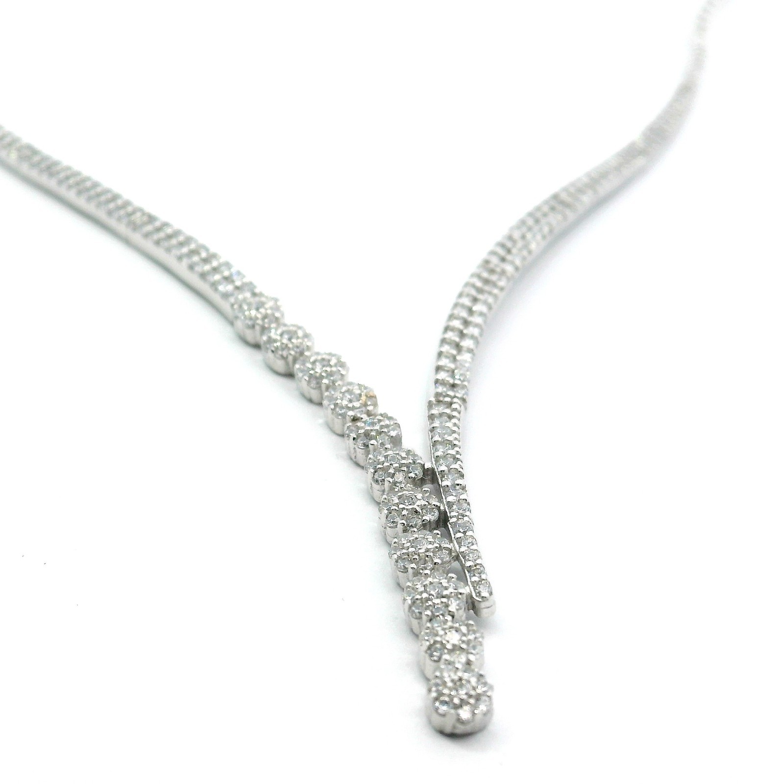Ladies chain, necklace with zircon, gold necklace White gold 585 14 carats