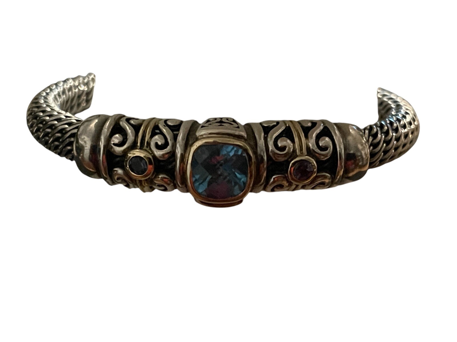 Gabriel Bruni Blue Topaz Bangle Bracelet 925/14k