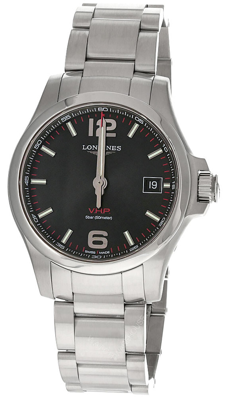 LONGINES Conquest V.H.P 41MM Black Dial SS Men’s Watch L3.716.4.56.6
