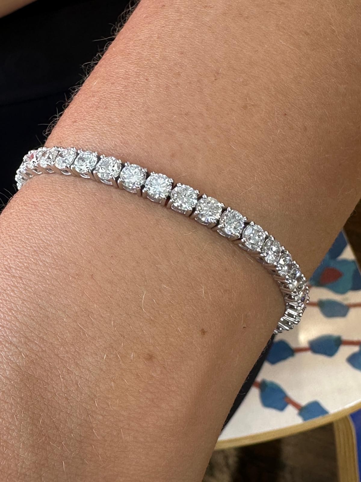 7 Carat TW Round Lab Grown Diamond 7″ Tennis Bracelet 14k White Gold D VS