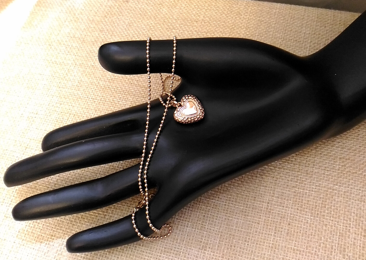 925 GENUINE SILVER, ROSE GOLD PL. 💗 Heart Necklace Gold Plated Chain Ball Chain 42-47cm