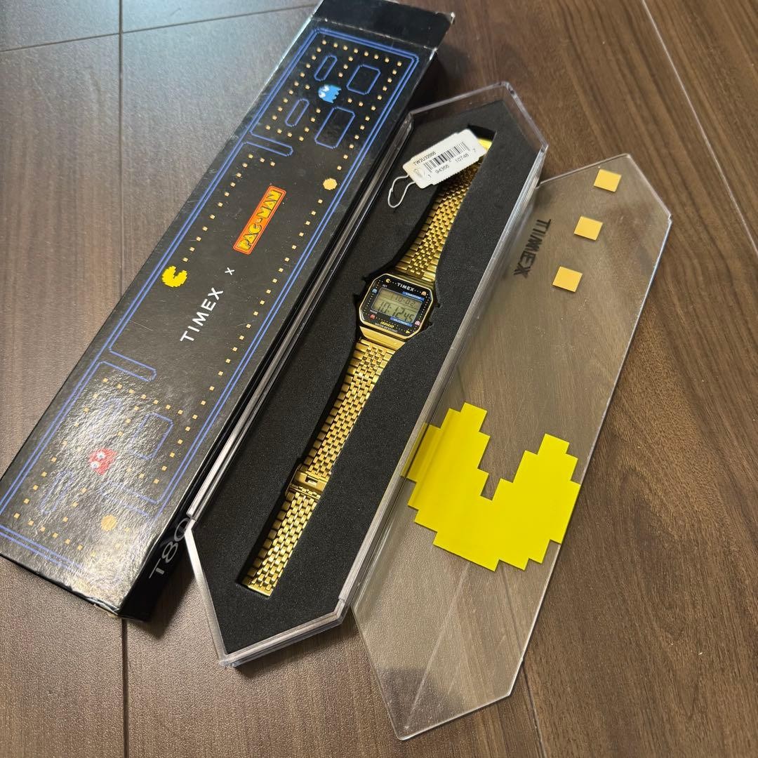 Timex Pacman 40th Anniversary Limited Digital Watch Gold Metal Authentic