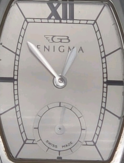 Enigma 22mm Tonneau Barrel Silver Case Dial Swiss Small Seconds Dial 6 O’clock