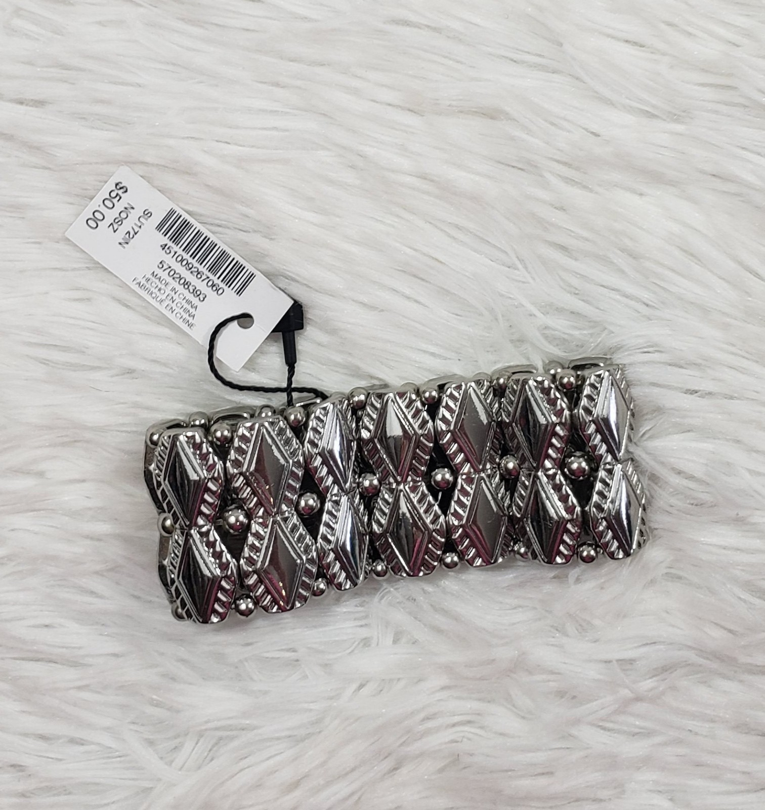 White House Black Market Silver Tone Stretch Cuff Boho Bracelet Southwest $50
