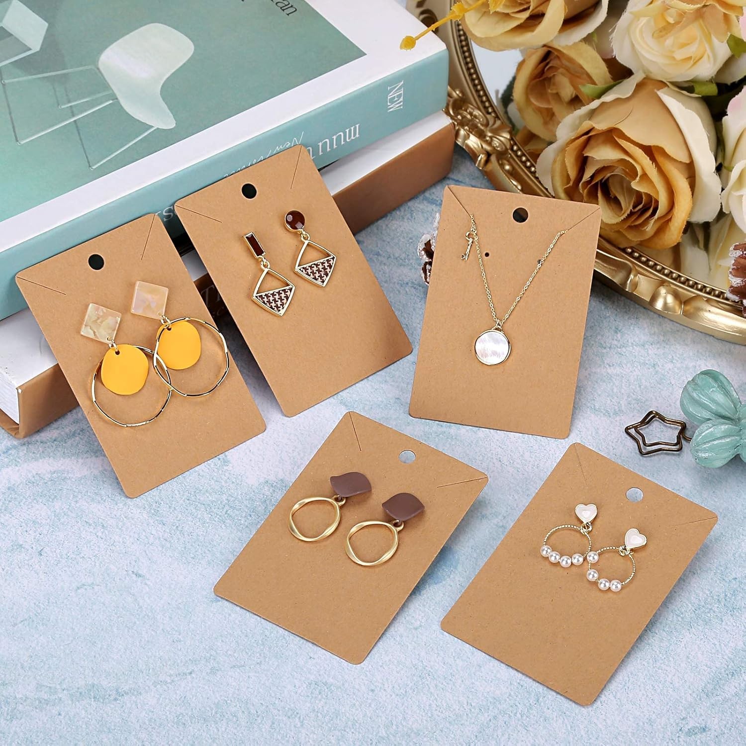 350pcs Earring Display Cards – 3.5 x 1.96 Inches Sturdy Earring Cards for Ear…