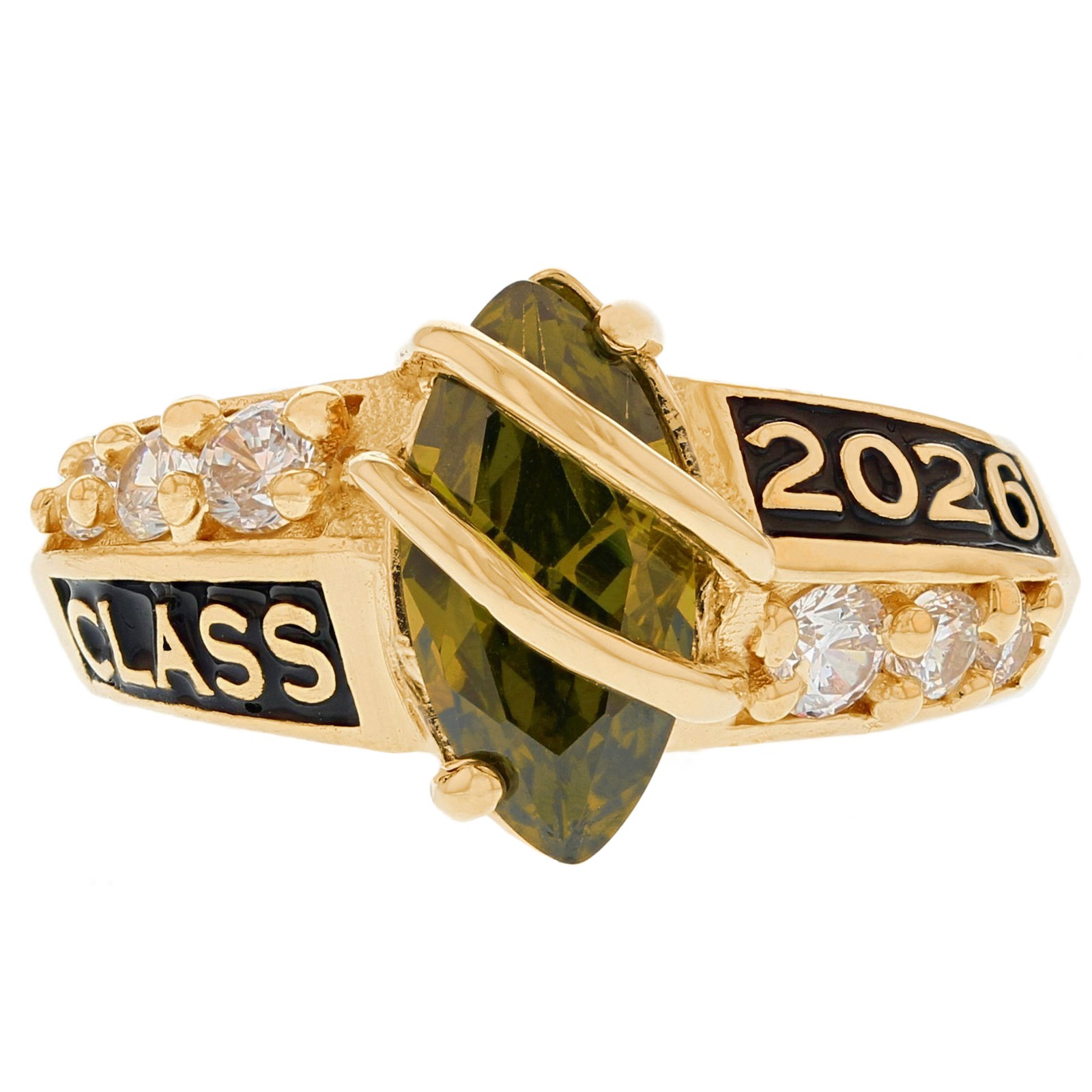 10k or 14k Yellow Gold Simulated Peridot August Birthstone 2026 Class Ring