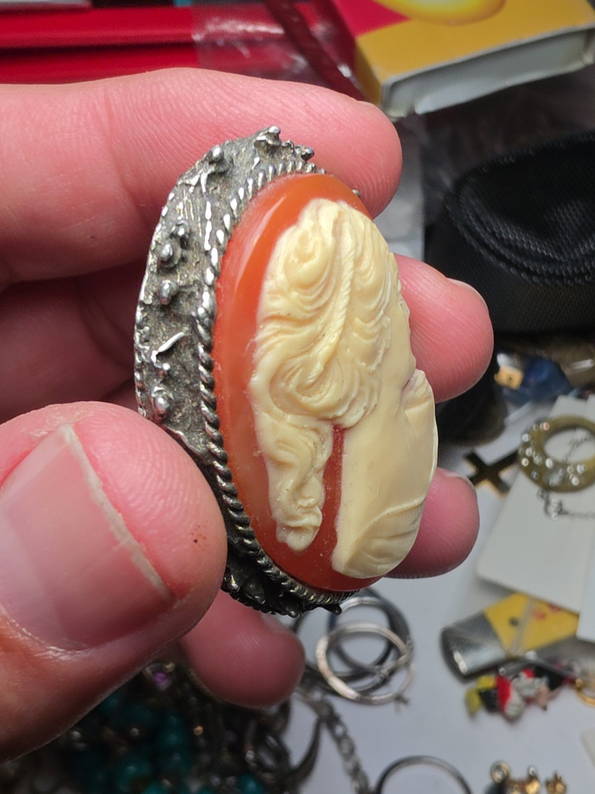 Vintage Large Cameo Pendant Brooch