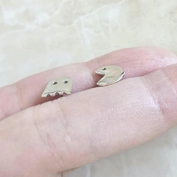 Pac Man Earrings Sterling Silver Video Game Lover Gift Birthday Gift Present Her