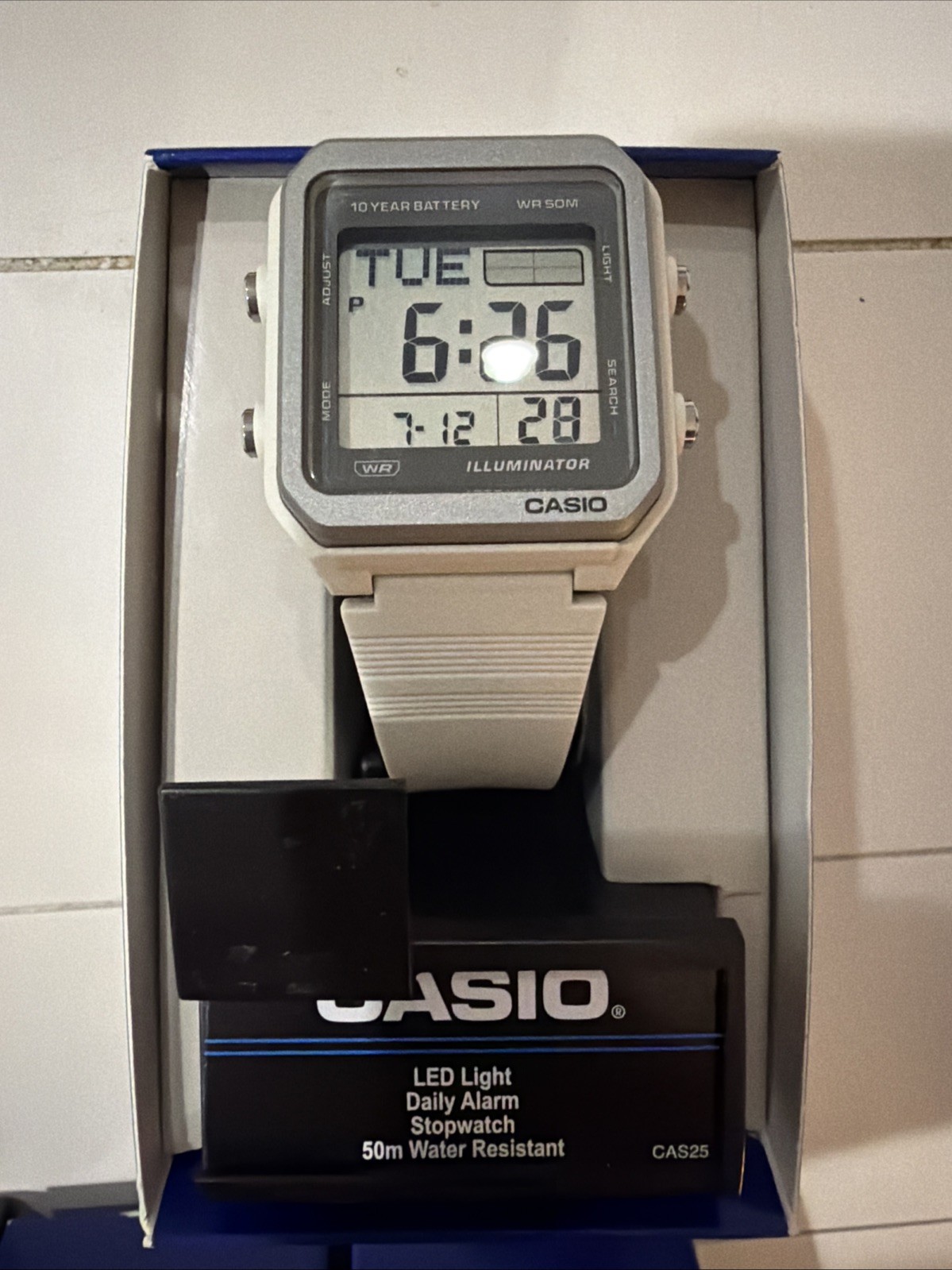 Casio White Digital Resin Watch with 10 Year Battery and 50M Water Resistance