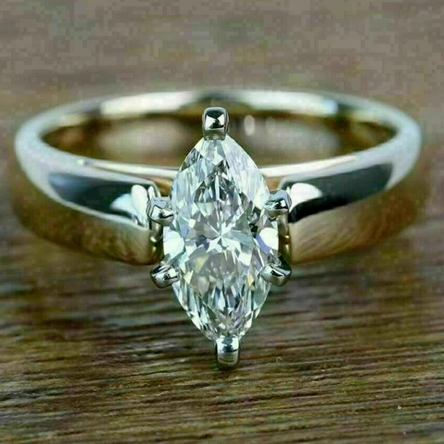 3Ct Marquise Simulated Diamond Solitaire Engagement Ring 925 Sterling Silver
