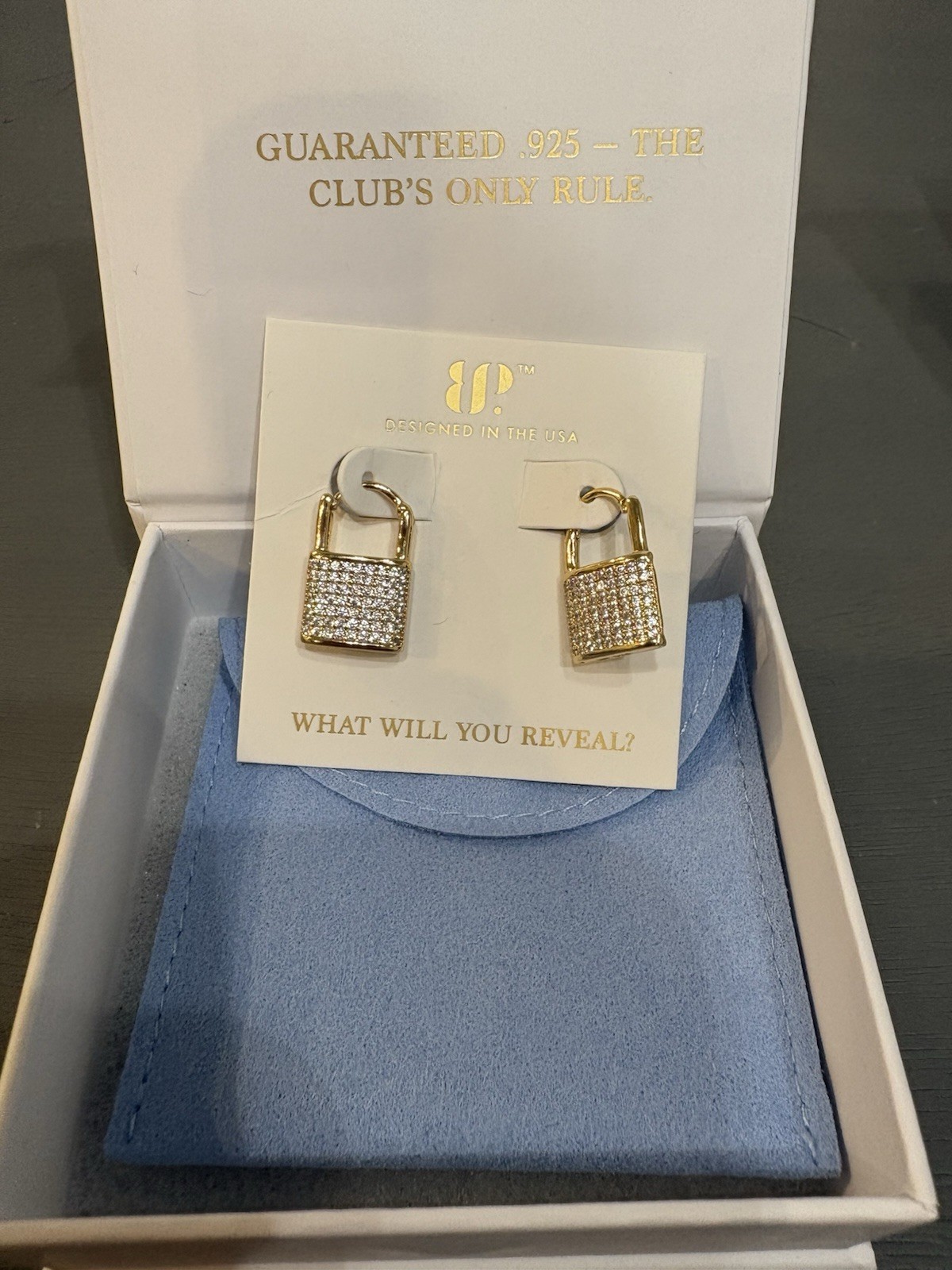 ER57684 The Everlock Earrings Diamond CZ .925 Sterling Silver with Gold Plating