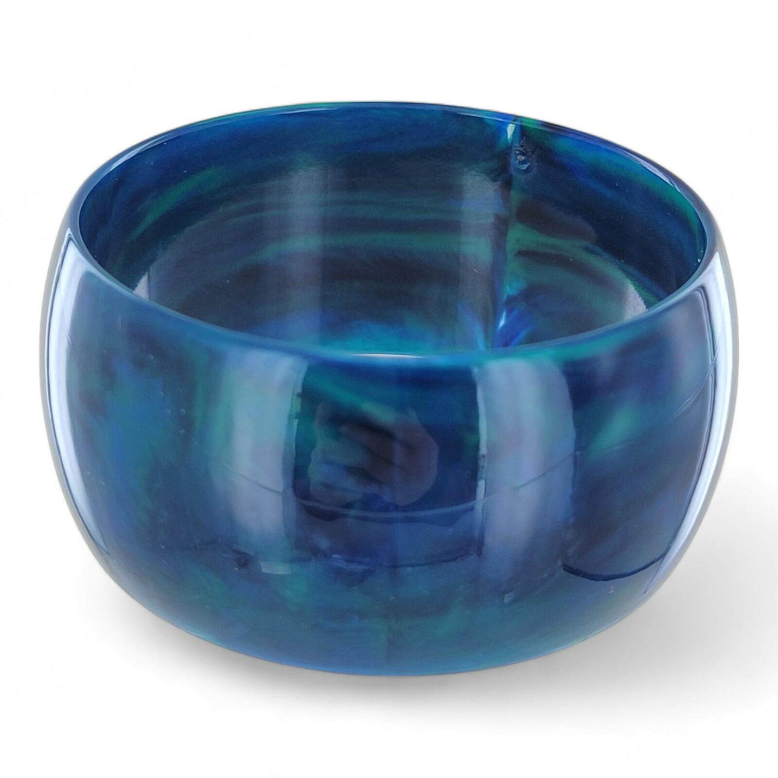 Italy Peacock Blue Green Wide Marbled Bangle Bracelet Ladies Standard Size