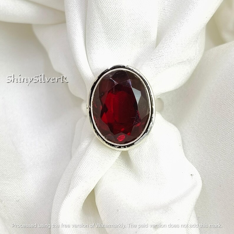 Boho Garnet Ring 925 Sterling Silver, January Birthstone Jewelry, HandmaAll size