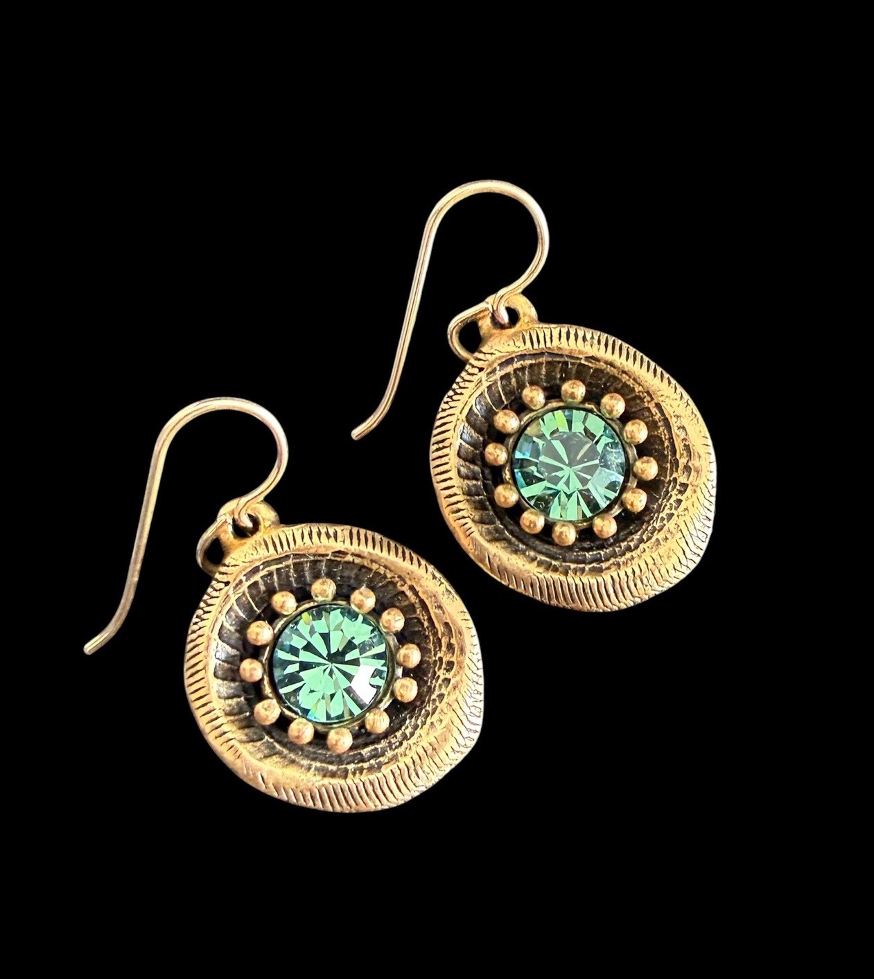 NEW Patricia Locke IMPACT Gold / ERINITE Crystal French Hook EARRINGS USA SIGNED