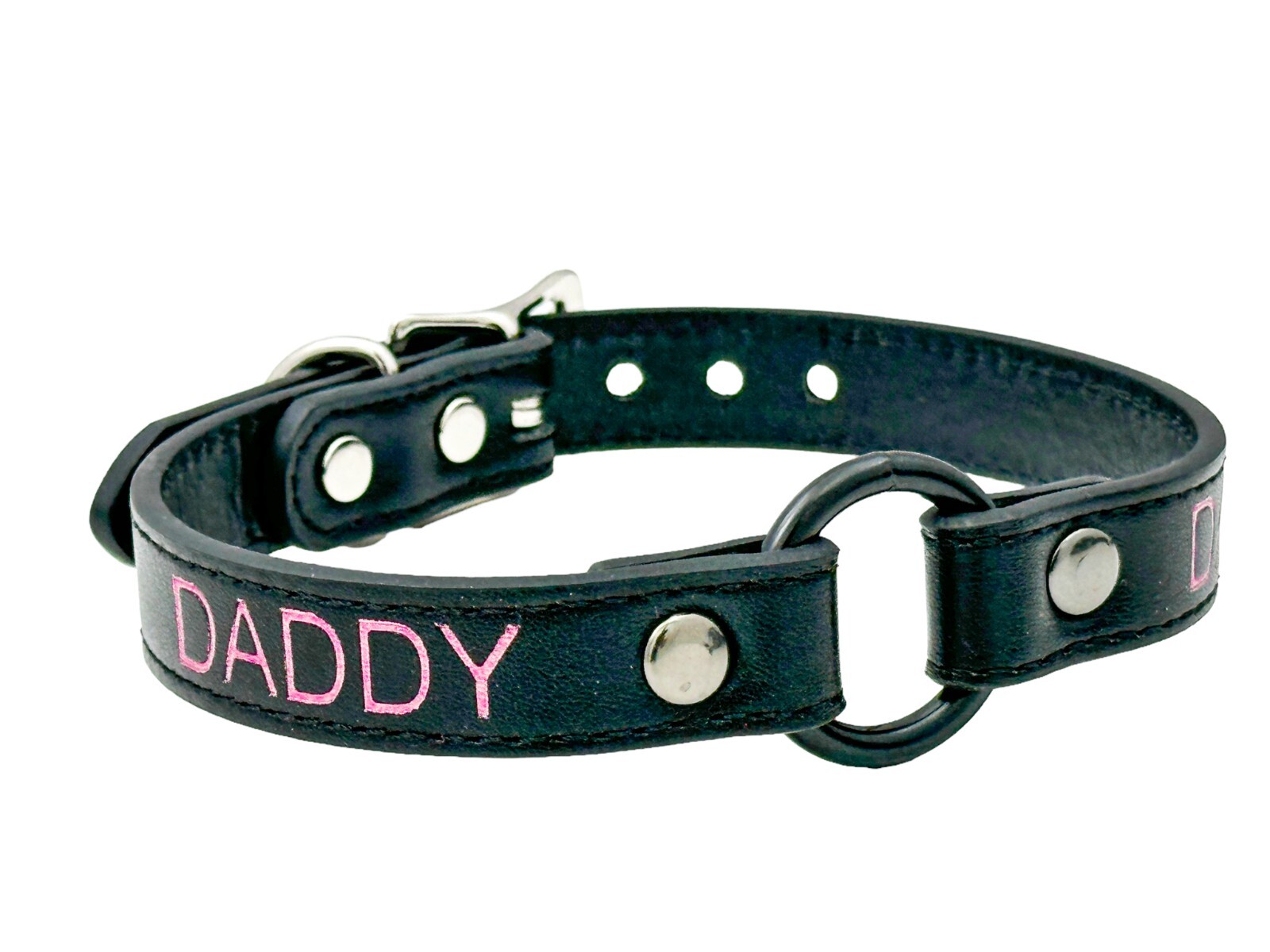 Name Black Ring Choker BDSM Collar Vegan Leather Necklace O Ring Fetish Ball