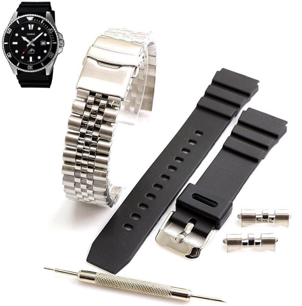 Steel Silicone Replacement Watch Band Fits Casio DURO MDV-106 MDV106-1AV MDV106B