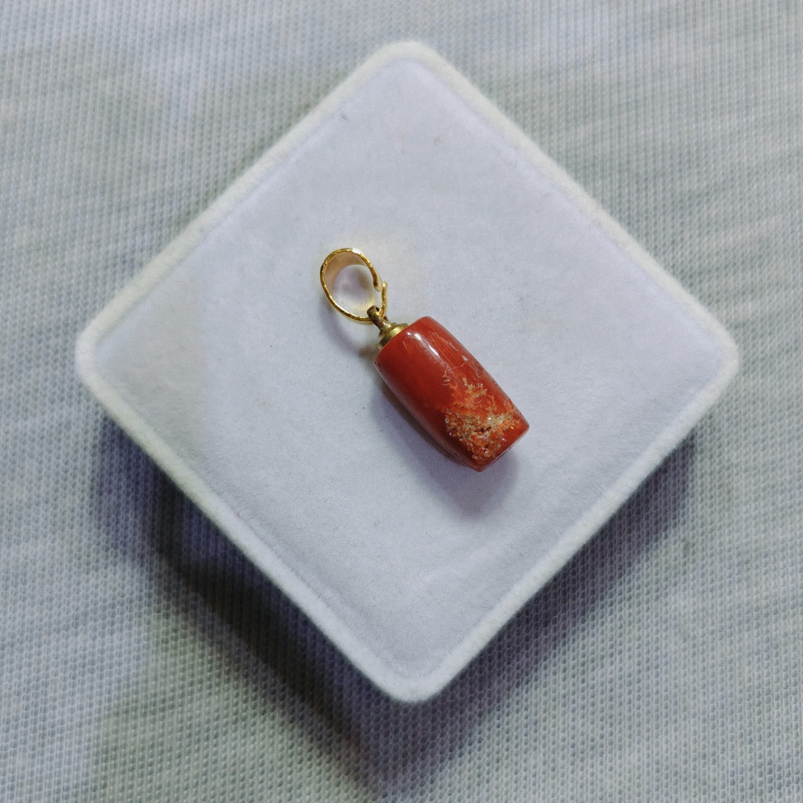 Natural Italian Red Coral Brass Pendant Sea Coral Gemstone Handmade Jewelry Gift
