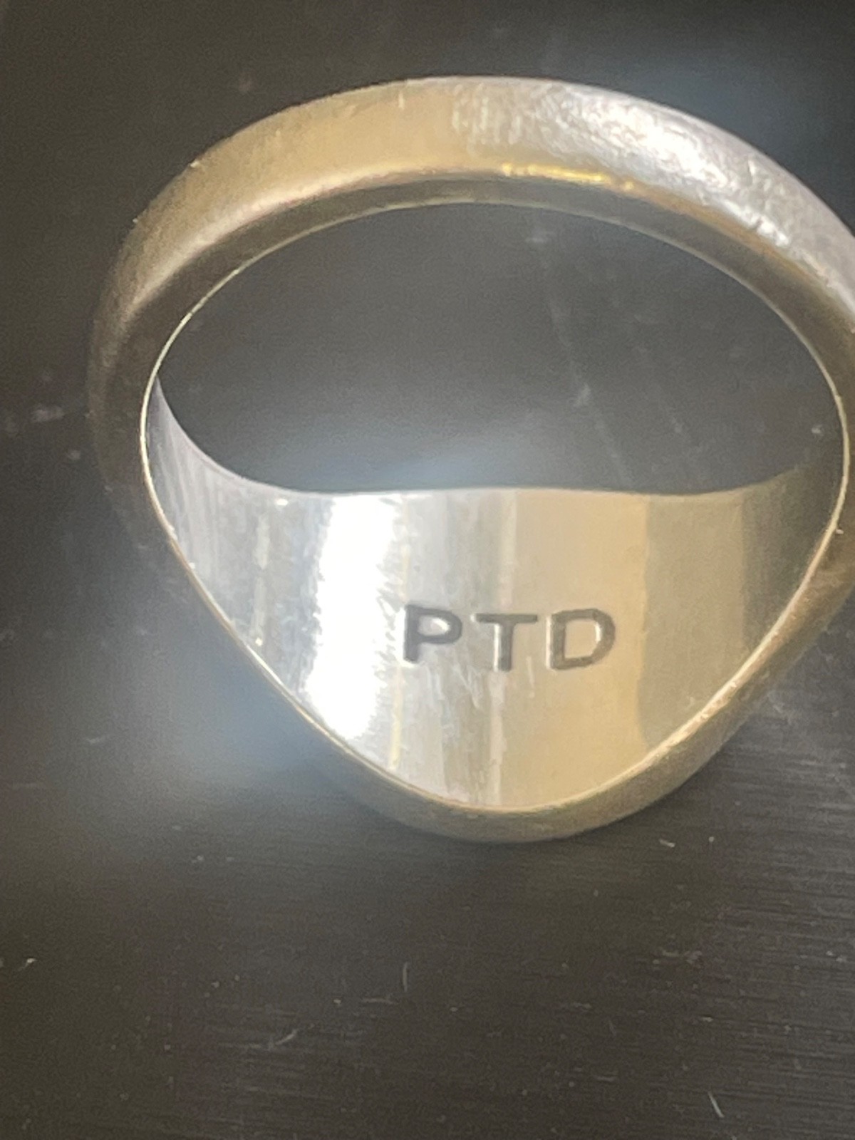 silver signet ring size M stamped PTD