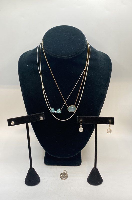 Sterling Silver 925 Jewelry Lot 6pc Necklaces Earrings Comedy Mask Pendant