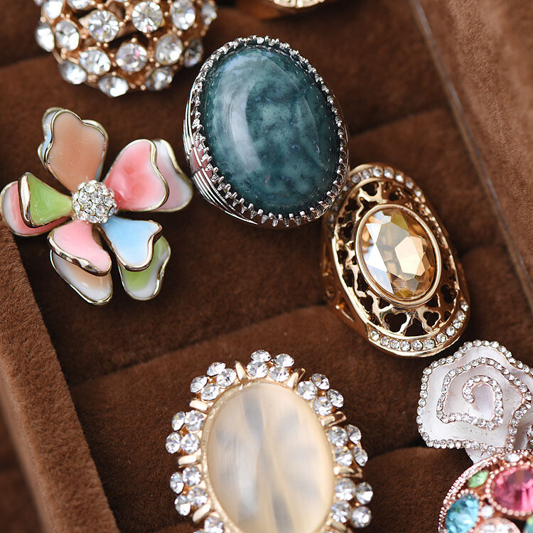 Wholesale Rhinestone Zircon Rings Mixed Women Finger Band Ring Jewelry Bulk Lots
