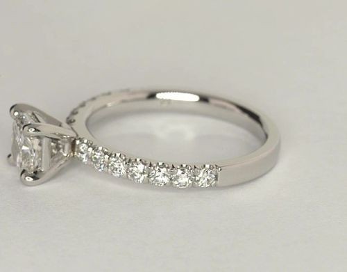 Cushion cut Lab Grown Diamond Wedding Ring 14K White Gold 1.06 Carat