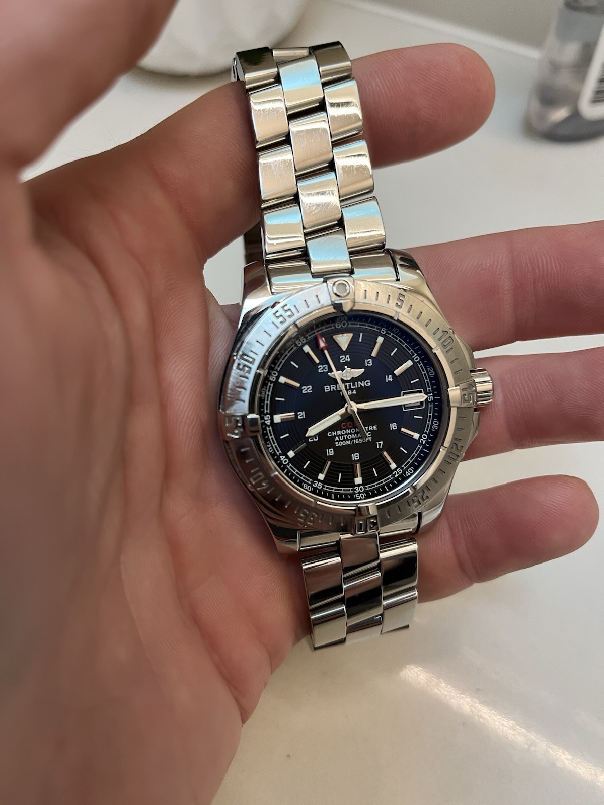 🔥🔥Breitling A17380 Swiss Chronometer Automatic Steel Black Dial Watch