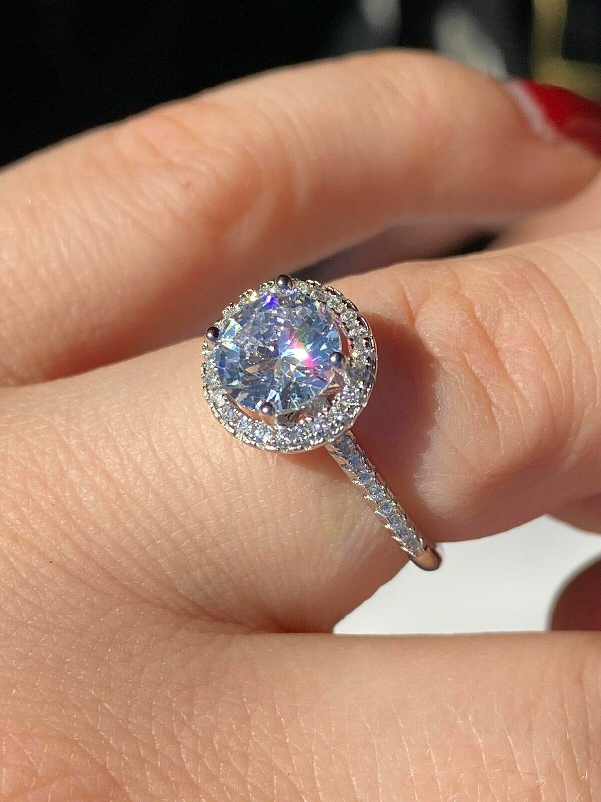 Solid Sterling Silver Icy Engagement Promise Ring 14k Yellow Rose Gold Plated CZ