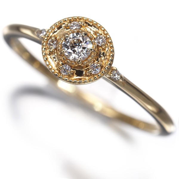 Auth Festaria Ring Diamond 0.07ct/0.02ct Wish upon a star US5.25-5.5 18K YG