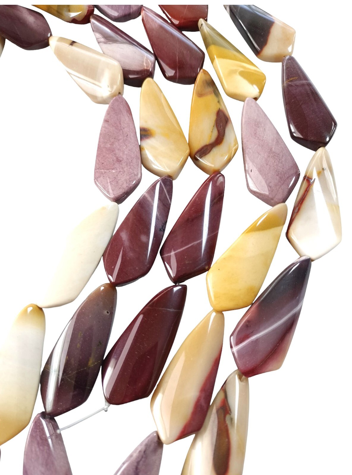 Moukaite Jasper 44x18mm Twist Kite Beads 15″ Strand / 9 Beads Mookaite Australia