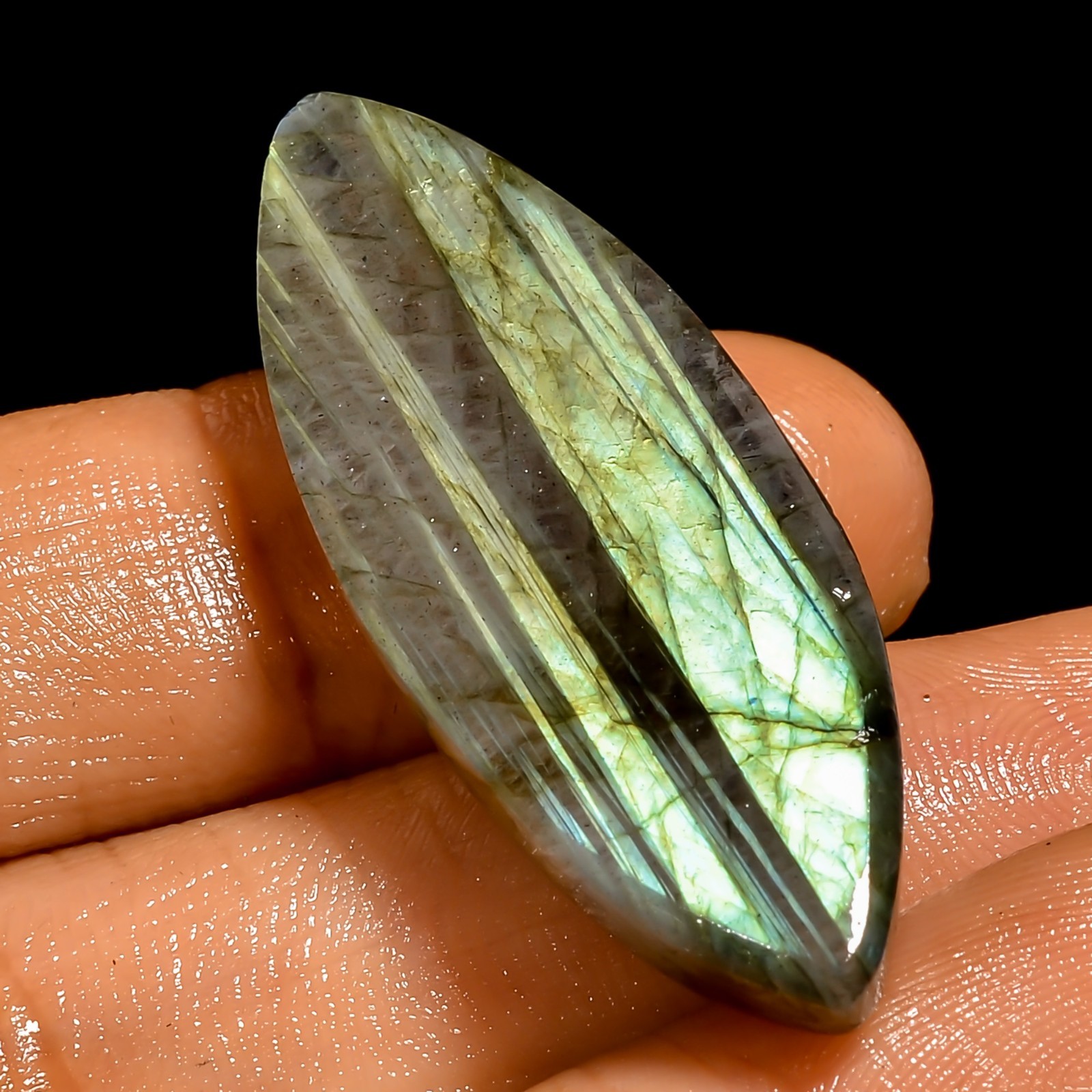 39 Ct AAA Natural Labradorite Marquiae Shape Cabochon Loose Gemstone 38X14X9 mm